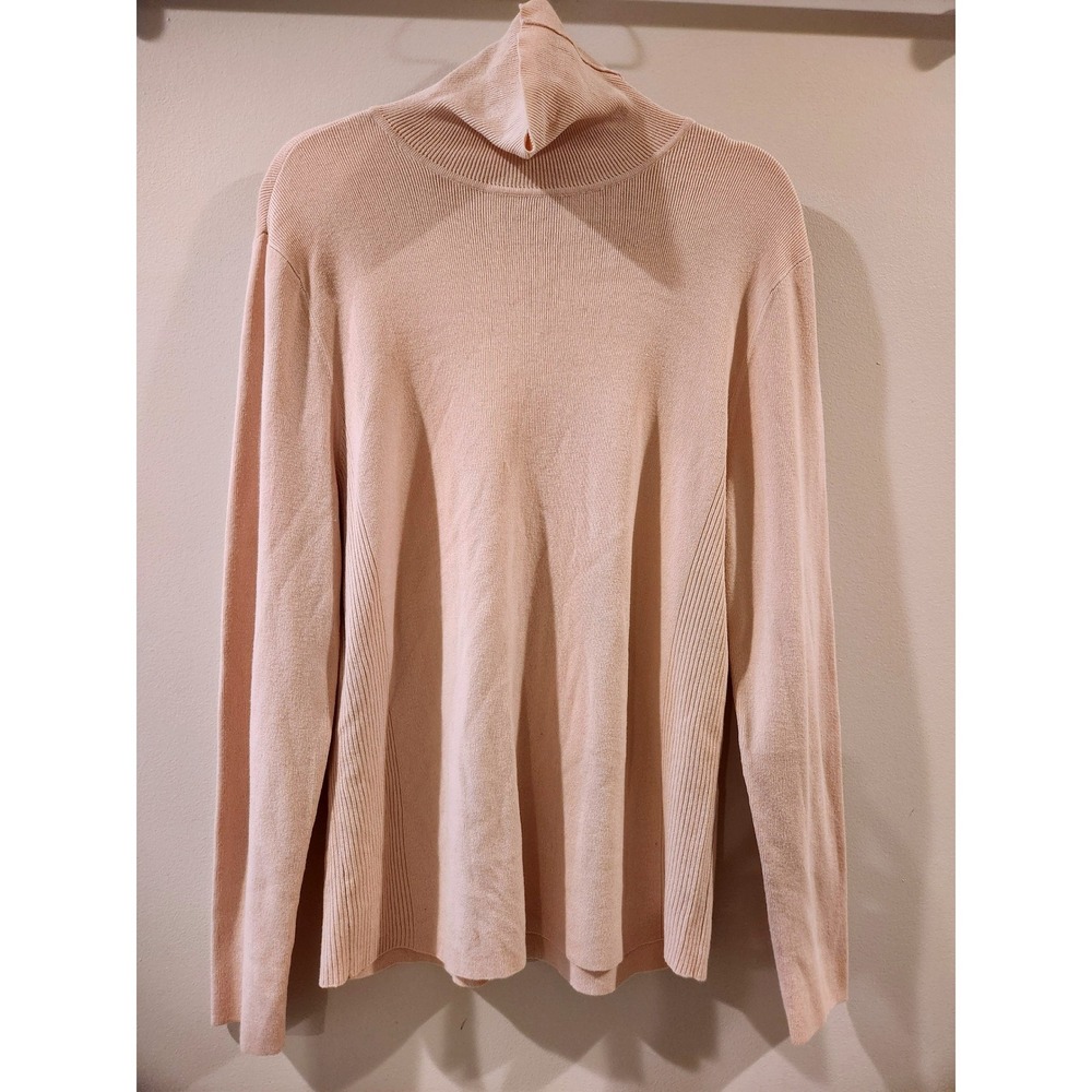 Chico's Women's Knit Turtleneck Sweater Size 3 Pale Pink Long Sleeve